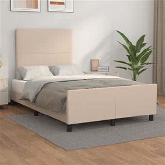 Estrutura de cama com cabeceira vidaXL | 120x200 cm | couro artificial cappuccino - 1