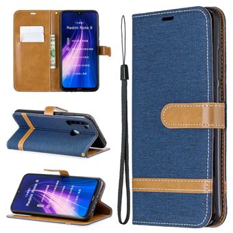 Capa PU Magunivers Pano de Jeans de Cores Sortidas Roxo para Xiaomi Redmi Note 8 - 1