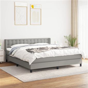 Cama com Molas e Colchão vidaXL | 180x200 cm | tecido cinzento-claro - 1