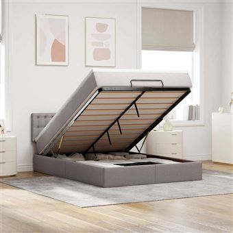 Cama Otomana com colchão vidaXL | 140x200 cm | tecido cinza - 1