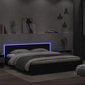 Estrutura cama com cabeceira e luzes LED vidaXL | 180x200 cm | preto - 1