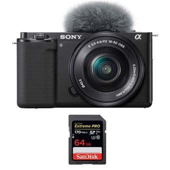Máquina Fotográfica Sony ZV-E10 + 16-50mm preto + 1 SanDisk 64GB Extreme PRO UHS-I SDXC 170 MB/s + PDF 15 técnicas para melhorar as suas fotografias - 1