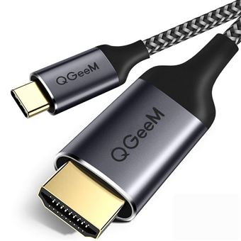 Cabo Adaptador QGeeM by PC GO Tipo-C para HDMI | 1.2 m | Cabo em Nylon - Cinzento - 1