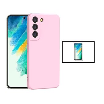 Kit G4M Película de Vidro Temperado GorilasGlass + Capa Proteção Traseira Silicone para Samsung Galaxy S22+ Plus 5G - Rosa - 1