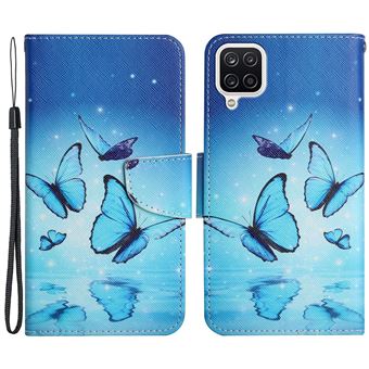 Capa PU + TPU Textura cruzada com Suporte de borboleta voadora para Samsung Galaxy A12 - 1