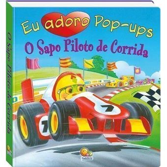 Eu adoro pop-ups! O sapo piloto de corrida