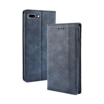 Capa FOXDOCK para iPhone 7 Plus/8 Plus | Fecho Magnético | Estampado Vintage | Pele PU | Compartimentos para Cartões | Azul - 1