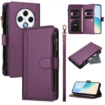 Capa FOXDOCK para Tecno Spark 30 4G | Pele Premium | 9 Compartimentos para Cartões | Alça de Pulso Amovível - Roxo - 1