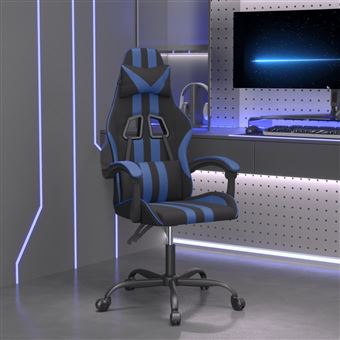 Cadeira gaming vidaXL couro artificial preto e azul - 1