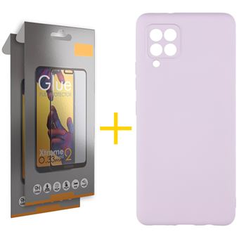Conjunto 2 x Película de Vidro Full + Capa para Samsung A42 4G  | Silicone Líquido - Roxo - 1