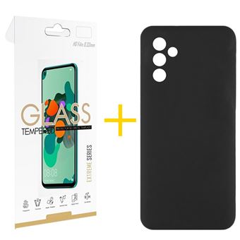 Pack 1 x Película de Vidro Temperado 2.5D + Capa skyhe para Samsung Galaxy S25 5G | Silicone Líquido | Preto - 1