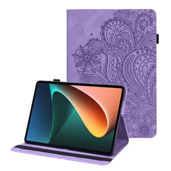 Capa PU design de flores com Suporte Roxo e Porta-cartões Magunivers para Xiaomi Pad 5/Pad 5 Pro - 1