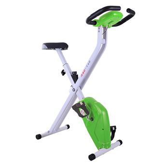 Bicicleta Estática HOMCOM | Dobrável | Assento Ajustável | Ecrã LCD | 83x43x110 cm - Branco/Verde