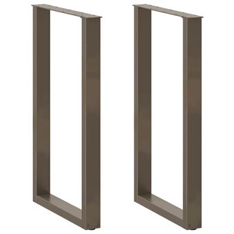 Pernas para mesa de centro vidaXL | 2 Peças | forma de U | 60x(100-101) cm | aço natural - 1