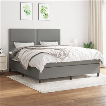 Cama com molas e colchão vidaXL | 180x200 cm | tecido cinzento-escuro - 1