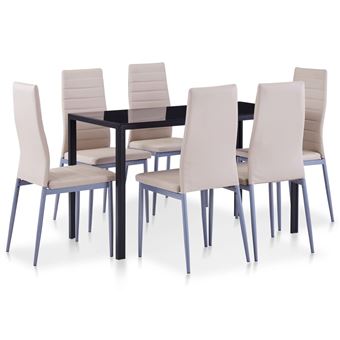 Conjunto de Jantar vidaXL 1 Mesa e 6 Cadeiras Cappuccino - 1