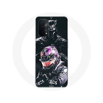 Capa Maniacase para Oppo A74 5G com Lewis Hamilton e o Logotipo Black Panther - 1