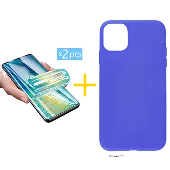 Pack 2 x Película de Hidrogel + Capa skyhe Apple iphone 11 Pro Max | Silicone Liso - Azul - 1