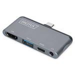 Hub de interface digitus da-70883 usb 3.2 gen 2 (3.1 gen 2) type-c 625 mbit/s cinzento