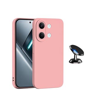 Kit Suporte Magnético + Capa Silicone Líquido Phonecare para Xiaomi Poco X8 Pro Max - Rosa - 1