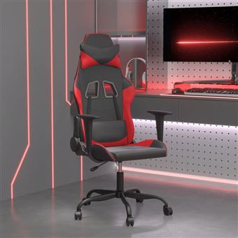 Cadeira de gaming de massagens vidaXL | couro artificial preto e vermelho - 1