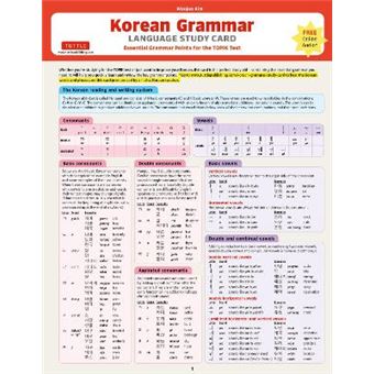 Korean Grammar Language Study Card - 1