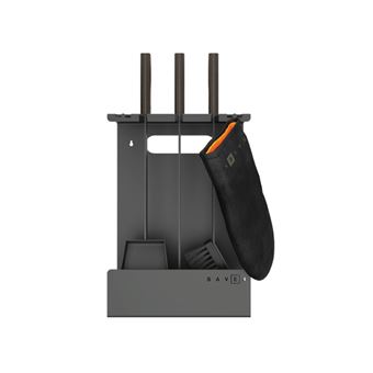 Conjunto de Ferramentas para Lareira OutInFire | 3 Peças | Aço Preto e Madeira - Set 3 L - 1