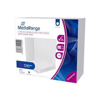 Caixa para Discos Óticos MediaRange Cajas CD doble, 10 mm, Transparente, 5 unidades | Transparente - 1