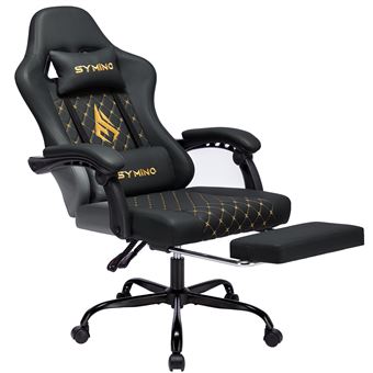 Cadeira Gaming Giratória Symino FZ | Ergonômico | Capacidade de 200kg | Descanso para os pés | Preto - 1