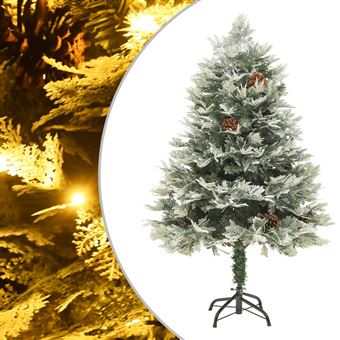 Árvore de Natal com pinhas pré-iluminada vidaXL | 150 cm | PVC e PE verde - 1