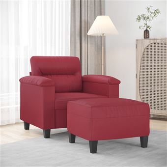 Poltrona vidaXL | com apoio de pés 60 cm | couro artificial vermelho tinto - 1