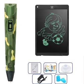 Pack Arzopa® Caneta de Impressão 3D + 50 Metros + 10 Cores PLA + Lápis Esferográfica + Tablet para Desenhar - Camuflagem verde - 1