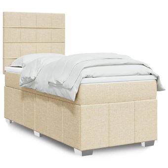 Cama com molas/colchão vidaXL | 90x200 cm | tecido cor crème - 1