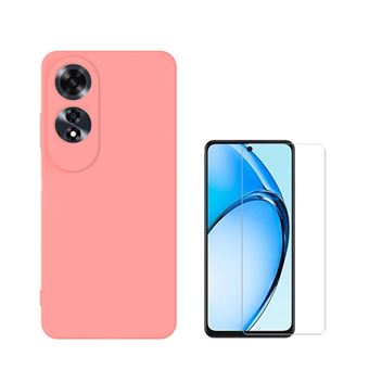 Kit Vidro Temperado Clearglass + Capa Silicone Líquido Phonecare para Oppo A60 | Rosa - 1