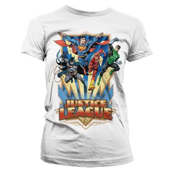 T-shirt para Mulher Justice League - Team Up! | Branco | L