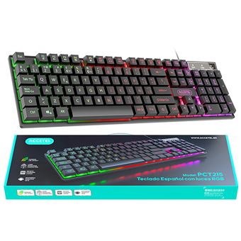 Teclado com Luzes RGB ACCETEL PCT215 | EFEITO ARCO-IRÍS - Preto - 1