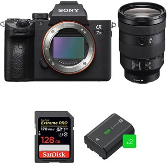 Câmara Sony Alpha 7 III + FE 24-105 mm f/4 G OSS + SanDisk 128GB Extreme PRO UHS-I SDXC 170 MB/s + 2 NP-FZ100 - Preto - 1