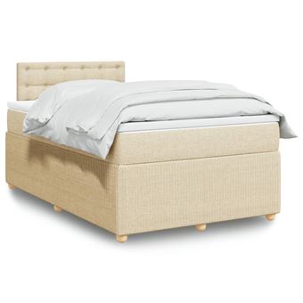 Cama com molas/colchão vidaXL | 120x200 cm | tecido cor creme - 1