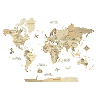 Mapa Mundo 3D Creatifwood | Madeira Clara | XL - 1