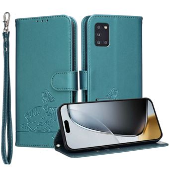 Capa FOXDOCK para Samsung Galaxy A31 | Flip | Bloqueio RFID | Fecho Magnético | Pele Sintética | Alça de Pulso Amovível | Verde Escuro - 1