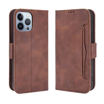 Capa FOXDOCK Protetora para iPhone 14 Pro Max | Suporte e Flip de couro PU | À Prova de Choque | Castanho - 1