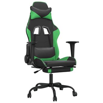 Cadeira de gaming de massagens vidaXL | couro artificial preto e verde - 1