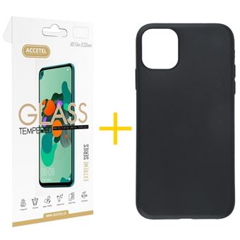 Conjunto Skyhe para iPhone 11 | 1 x Película de Vidro + Capa Silicone Liso - Preto - 1