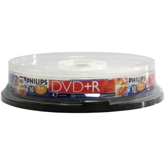 CD Gravável Philips Magneticos DR4S6B10F Dvd+R 4,7Gb 16X Sp (10) - 1