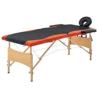 Mesa de Massagens Dobrável vidaXL | 2 Zonas | Madeira Preto e Laranja - 1