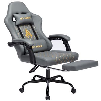 Cadeira Gaming Giratória Symino FZ | Ergonômico | Capacidade de 200kg | Descanso para os pés | Cinza - 1