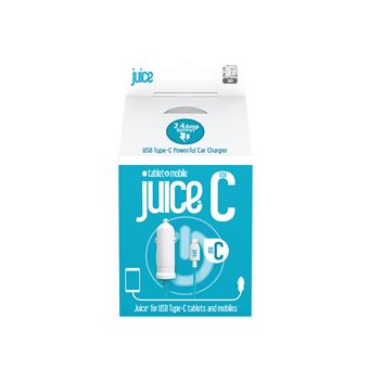 Carregador de dispositivos móveis juice jui-cchar-typec-2.4a automático azul, branco