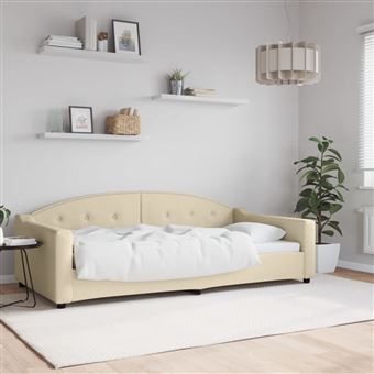 Sofá-cama vidaXL | 100x200 cm | tecido cor creme - 1