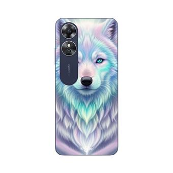 Capa Maniacase para Oppo A17 | White Wolf reflexo roxo - 1