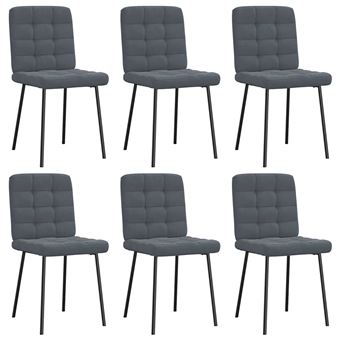 Cadeiras de jantar vidaXL | 6 Peças | veludo cinzento-escuro - 1